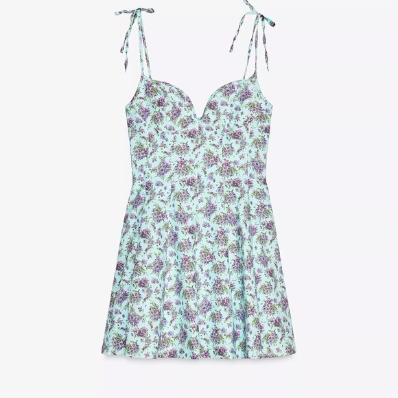 Zara Floral Mini Dress in Purple and White - Picture 11 of 12